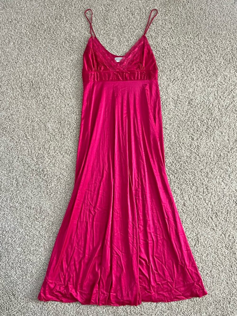 Vintage Slip Dress Union Made Lily of France Fuchsia Pink Nightgown Maxi Size L
